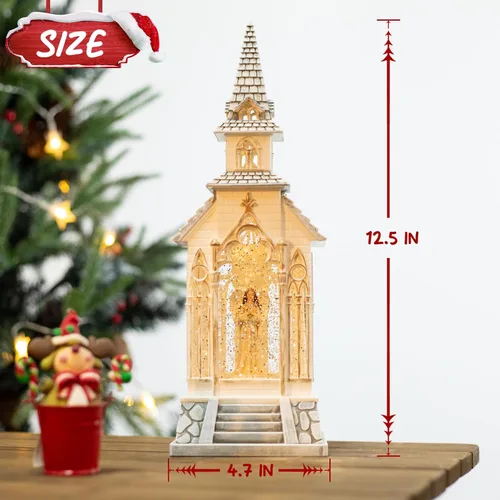 Vista 3 de Globos de nieve de Navidad de 13 pulgadas, para iglesias, pueblo, ángel, decoraciones musicales de Navidad, linterna de globo de nieve iluminada