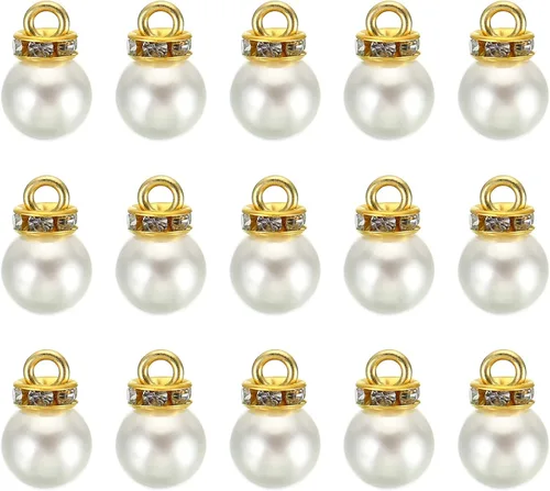 Vista 12 de PATIKIL 100 cuentas de perlas de perlas de imitación con diamantes de imitación DIY para hacer joyas, pulseras y aretes Plateado blanco