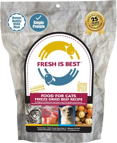 Fresh Is Best Alimento liofilizado de carne de res para gatos, alimento crudo para gatos y felinos adultos, carne de res liofilizada con alto