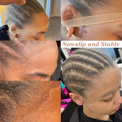 Vista 7 de BEEOS - 24 gorras de peluca ultrafinas invisibles de color marrón para mujer, transparentes, para peluca con encaje frontal, gorras de nailon