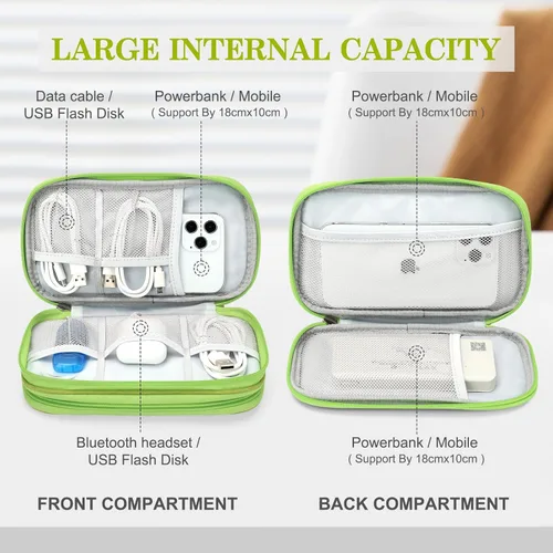 Vista 388 de FYY Organizador para accesorios electrónicos, para viajes, para cables, celular y cargadores, estuche portátil, impermeable, doble capa, bolsa