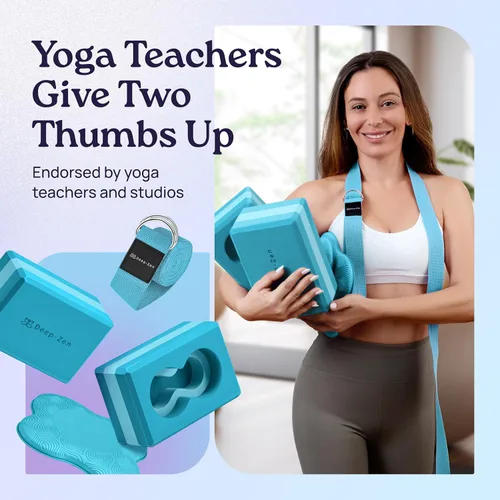Vista 6 de Deep-Zen® Yoga Blocks Wrist Support; Yoga Blocks 2 Pack with Knee Pads and Strap to Put Less Weight on Wrists; Durable, Versatile Yoga Brick