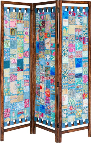 Vista 18 de Biombo Divisor de Habitación de Madera - Árbol Arbor Marrón Antiguo - Hecho a Mano 60 x 72 pulgadas Tres Paneles Plegables - Pantalla Decorativa