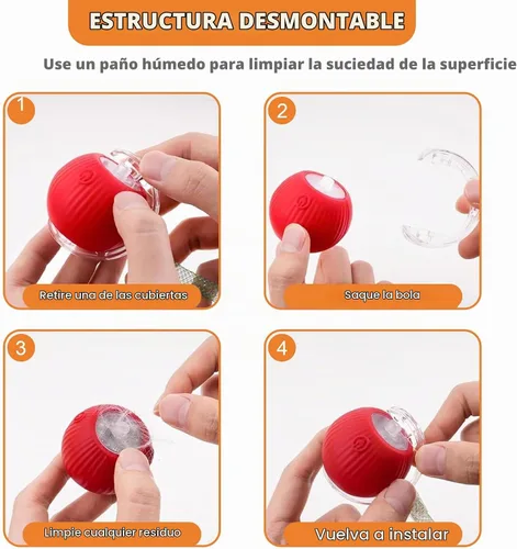 Vista 8 de Juguetes Interactivos para Gatos de Interior Pelota Automática Inteligente que Rueda para Gatitos Aburridos Mascota Mejorada de Movimiento Rápido