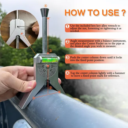 Vista 3 de Buscador central de tuberías mejorado, mide el diámetro de la tubería, herramientas de tubería con cabezal de centrado, mide el diámetro