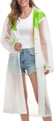 Vista 4 de Muzeca Impermeable de EVA impermeable poncho de lluvia unisex para mujeres y hombres, capa larga de lluvia