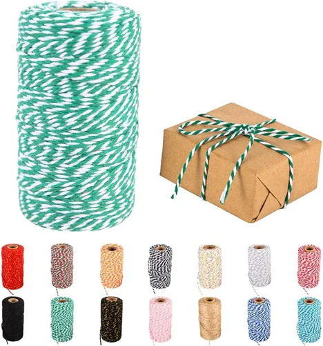 Vista 47 de Cuerda de hilo, cuerda de 328 pies, cuerda blanca y rosa para panaderos, cuerda para manualidades, cuerda para tejer, cuerda de macramé, cuerda