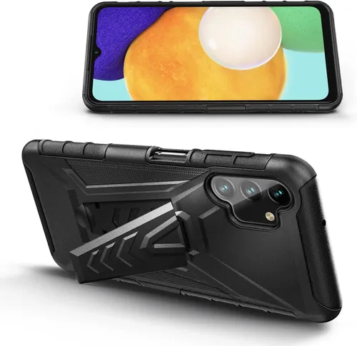 Vista 4 de NZND Funda diseñada para Samsung Galaxy A14, A14 4G/5G con protector de pantalla de vidrio templado, funda de clip para cinturón con soporte