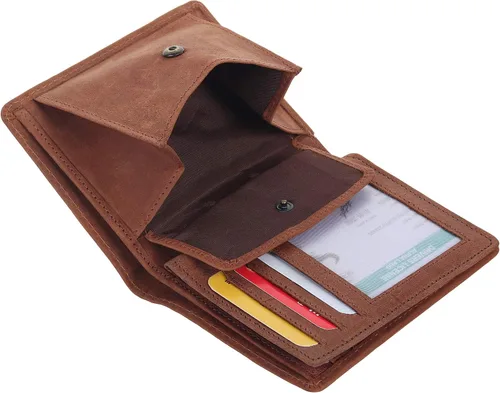 Vista 6 de Men’s Stylish, Classic & Leather Wallets with Safe RFID Blocking & Vertical Bifold Design, Featured with 7 Cards Slot, Coin Pocket, and Flat
