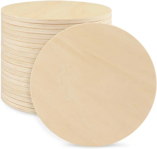 Vista 8 de 10 círculos de madera sin terminar de 12 pulgadas, grosor de 0.236 in, rondas de madera para manualidades, discos de madera para decoración