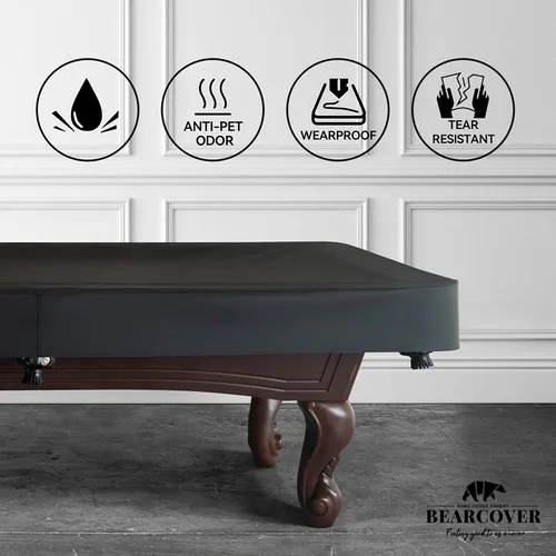 Vista 5 de Funda de mesa de billar de cuero sintético resistente, fundas impermeables y resistentes a desgarros para mesa de billar de 7/8/9 pies (7 pies/negro)