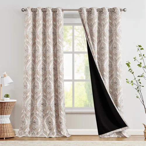 Vista 37 de jinchan Cortinas de lino texturizadas para oscurecer la sala de estar, 54 pulgadas de largo, cortinas de medallón para dormitorio, tratamientos