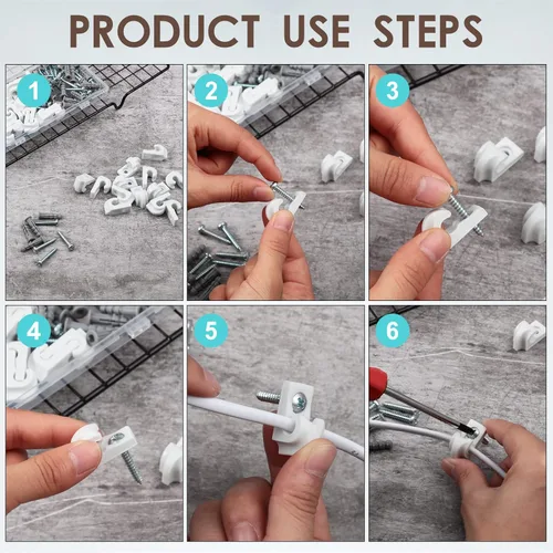 Vista 3 de Amyhill 20 Piezas Clips de Alambre Blancos para Estantes Clips de Bucle Hacia Abajo de Pared para Armarios Plástico Resistente Soporte de Estante