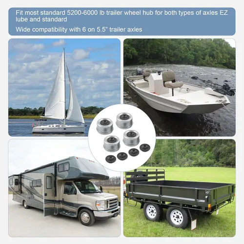 Vista 2 de 4 piezas de tapas antipolvo para cojinetes de cubo de remolque de 2.44 pulgadas con 4 tapones de goma adicionales, tapas antipolvo para cubo