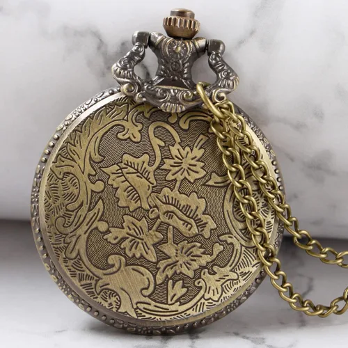 Vista 4 de Whodoit Reloj de bolsillo de cuarzo para hombre, ojos verdes, forma de caja redonda, collar de bolsillo