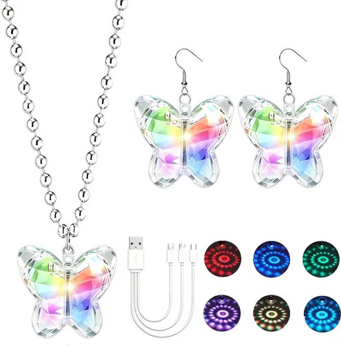 Vista 13 de RAHAN Pendientes LED Bola Disco 16 Colores Luz, Luz Recargable Proyectando Iluminar Multi