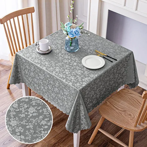 Vista 101 de Smiry Mantel Rectangular, Manteles de Vinilo Impermeables de Servicio Pesado, Cubierta de Mesa Limpiable y Lavable para Cocina y Comedor
