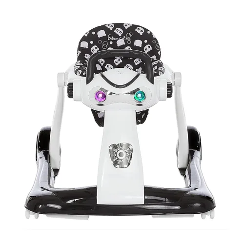 Vista 2 de 2-in-1 Charlie Baby Walker, Easy Convertible Baby Walker, Walk Behind, Height Adjustable, Speed Adjusting Wheels, 360-degree Rotating Seat, Black