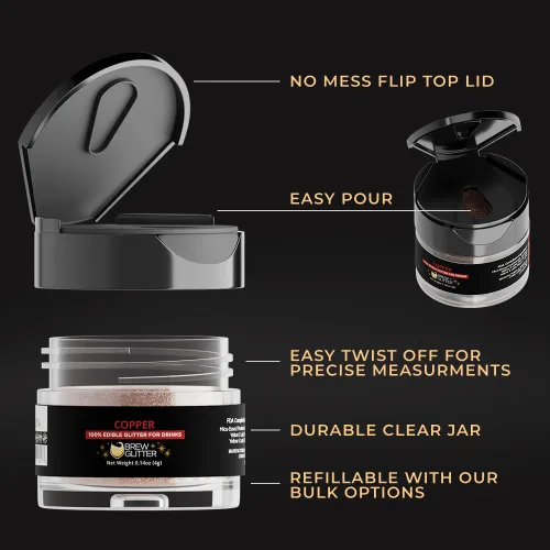 Vista 69 de Brew Glitter - Purpurina comestible rosa claro para bebidas, cócteles, cerveza y bebidas 1 frasco de 4g