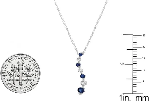 Vista 2 de Dazzlingrock Collection - Colgante redondo de 18 quilates con diamantes y zafiro azul para mujer (cadena incluida), oro blanco