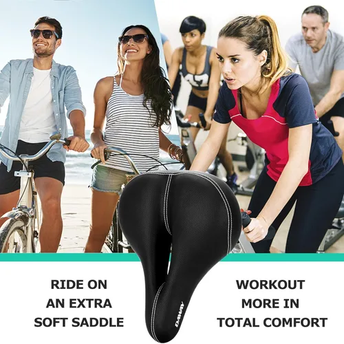 Vista 7 de DAWAY Asiento de bicicleta cómodo para hombres y mujeres - Asiento de bicicleta acolchado con espuma viscoelástica suave, repuesto de sillín