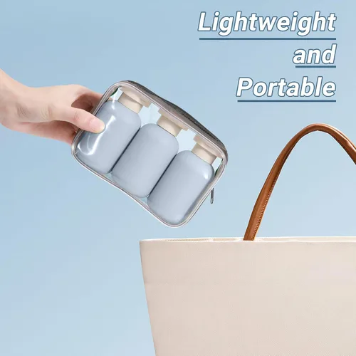 Vista 2 de ASEVAT Botella de plástico exprimible de 3.4 onzas para loción, recipiente vacío de plástico para champú y acondicionador, botellas de plástico