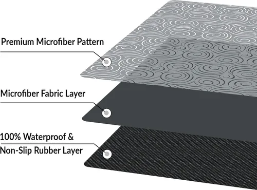 Vista 3 de Tapete de tocador de baño de 24 x 18 pulgadas, microfibra sin deslizamiento, color gris, diseño 4T