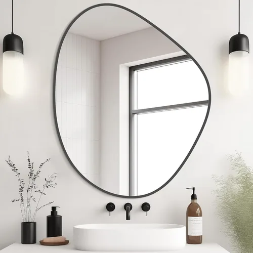 Vista 31 de WallBeyond Espejo asimétrico, espejo de pared irregular, espejos de pared decorativos para dormitorio, sala de estar, entrada, pasillo, espejo