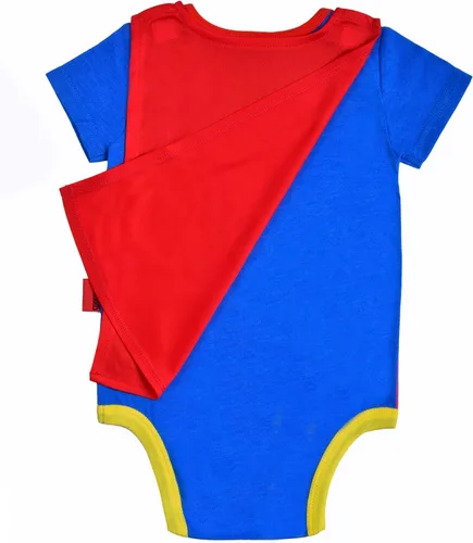 Vista 4 de WARNER BROS Superman Boys Short Sleeve Creeper with Cap Superhero for Baby Blue