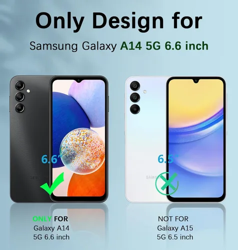 Vista 9 de FNTCASE Funda para Samsung Galaxy A14-5G: Funda protectora de teléfono transparente a prueba de golpes con protector de pantalla incorporado - Funda