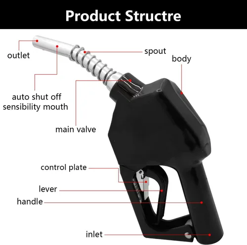 Vista 6 de 11A Negro 3/4 "NPT Boquilla de combustible automática Boquilla de apagado automático Boquilla de bomba de gas Boquilla de flujo máximo 16 GPM con 3
