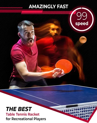 Vista 6 de Professional Ping Pong Paddle - Best Table Tennis Racket with Carrying Case ITTF Approved Rubber - Premium Ping Pong Paddles with Top Speed 99 Spin