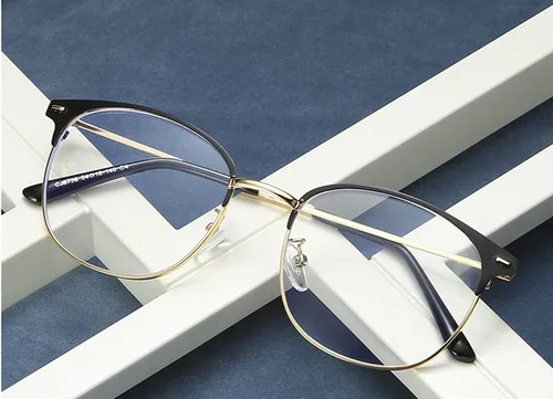 Vista 23 de Shiratori Nuevas gafas de moda vintage de medio marco semi sin montura con lentes transparentes