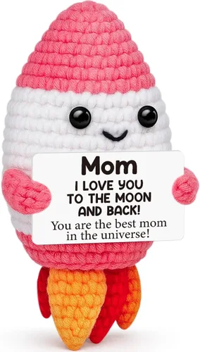 Vista 8 de Divertidos regalos de cohete de ganchillo para mamá, Navidad, cumpleaños, la mejor mamá de parte de hija e hijo, rellenos únicos de calcetines