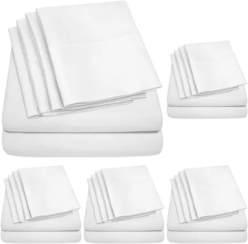 Vista 56 de Juego de sábanas de 4 piezas para camas individuales de 1500 hilos de microfibra de cepillado fino con bolsillo profundo - 1 funda de almohada