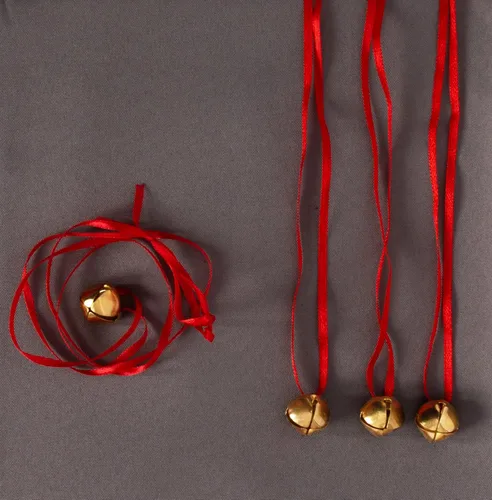 Vista 3 de Collares Jingle Bell - 48 piezas - Collares de Navidad a granel - Collares de campana de oro - Funny Party Hats
