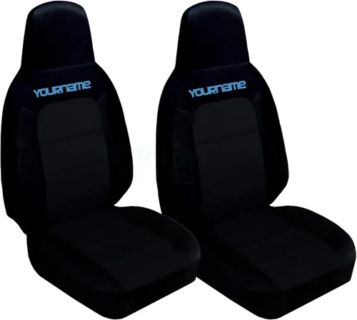Vista 25 de Totally Covers Compatible con fundas de asiento negras para Mazda MX-5 Miata 2006-2015 con tu nombre/texto: negro con azul (21 colores) con soporte