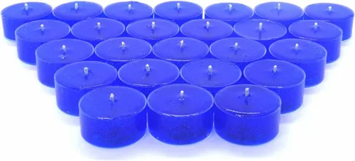Vista 3 de 100% Clear 24 Pack Unscented Royal Blue Color Mineral Oil Based up to 8 Hours Tea Lights for Home, Restaurants, Weddings and Special Events by The