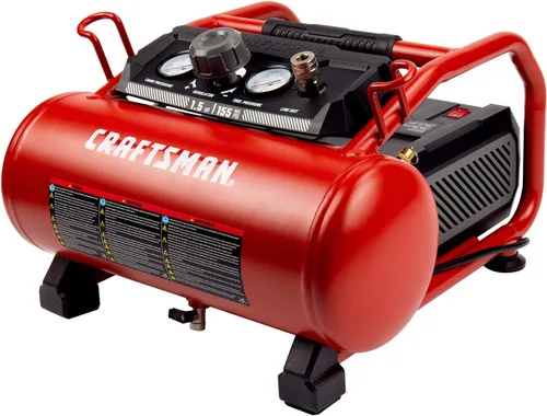 Craftsman - Compresor de aire, 3 galones, 1,5 HP Max 155 Psi, sin aceite, portátil, color rojo, modelo CMXECXA0200341