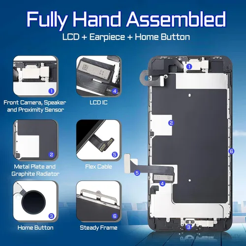 Vista 2 de Para iPhone 8 Plus Reemplazo de pantalla Botón de inicio Negro 5.5 "3D Touch LCD Digitalizador Pantalla Auricular Montaje Completo Cámara Frontal