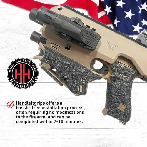 Vista 5 de Handleitgrips Cinta de agarre para pistola compatible con MCK Roni para Glock 17 y 19 Gen 2 – Cinta de agarre de pistola de goma texturizada negra