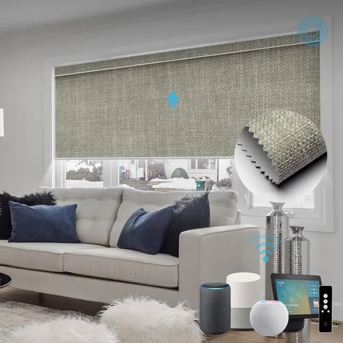 Vista 72 de SmartWings Persianas Motorizadas con Sombras para Ventana Control Remoto Funciona con Thread Apple Homekit Z-Wave Alexa 100% Blackout de Doble Cara
