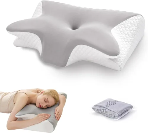 Vista 8 de Almohada cervical para el cuello para aliviar el dolor, almohadas ergonómicas de espuma viscoelástica de contorno, almohada ortopédica para dormir