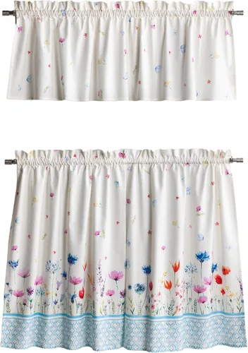 Vista 55 de Juego de cortinas de cocina Maison d' Hermine para ventanas 100% algodón Juego de cortinas y cenefas de cocina para el hogar [2 niveles