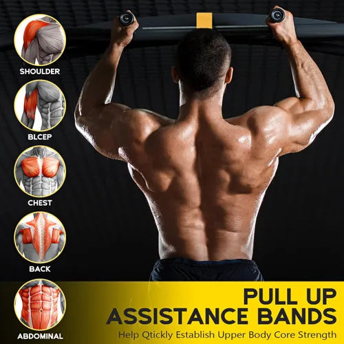 Vista 4 de HOXWC Bandas de Asistencia para Flexiones, Banda de Resistencia Ajustable de Alta Resistencia para Flexiones, 3 Bandas de Flexiones, Tejido Cómodo