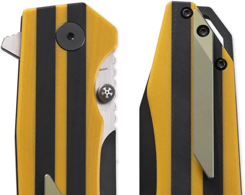 Vista 7 de Petrified fish PFP08 Mocado 3.58" K110 Cuchillo plegable de bolsillo con Amarillo negro lavado a la piedra