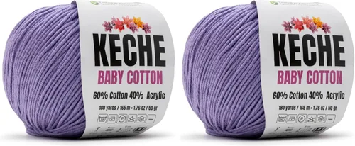 Vista 91 de Keche Hilo de algodón, 60% algodón, 40% hilo acrílico, hilo de algodón suave para crochet y tejer, hilo amigurumi, 1 madeja/bola, 1.76 onzas (50g)