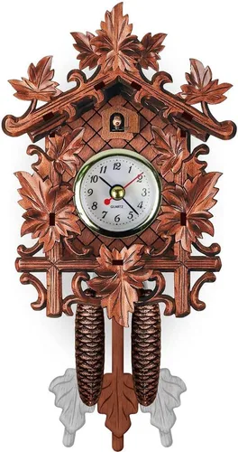 Vista 17 de Reloj de cuco, relojes de pared de madera, madera tradicional hecho a mano, estilo antiguo, retro, mecánico, cuco, péndulo, reloj de cuarzo