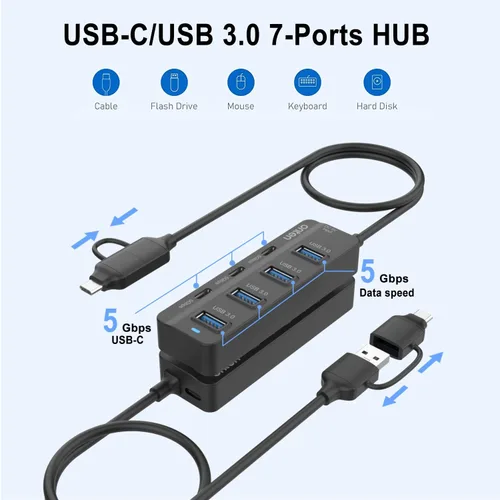 Vista 5 de HUB USB-A$USB-C, Hub de 7 Puertos (USB-C)