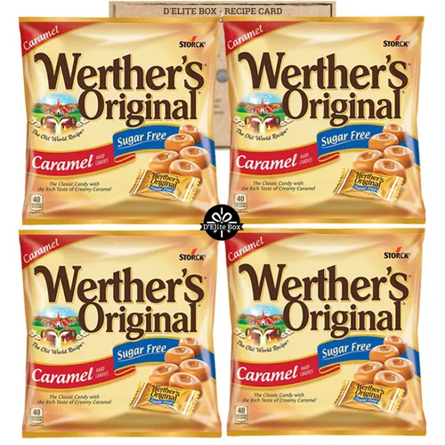 Werthers - Paquete de 4 bolsas de caramelo duro sin azúcar, 1.46 onzas de caramelo, original, adecuado para personas diabéticas y apto para dieta